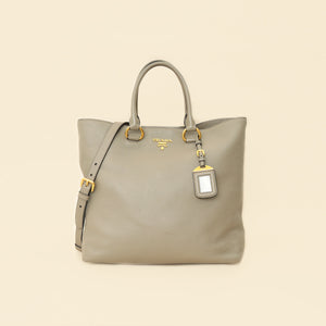 Prada Gray Vitello Phenix Tote Bag