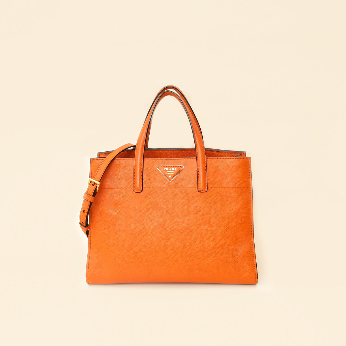 Prada Papaya Soft Triple Pocket Tote Bag-Prada-THE CLOSET