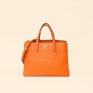 Prada Papaya Soft Triple Pocket Tote Bag