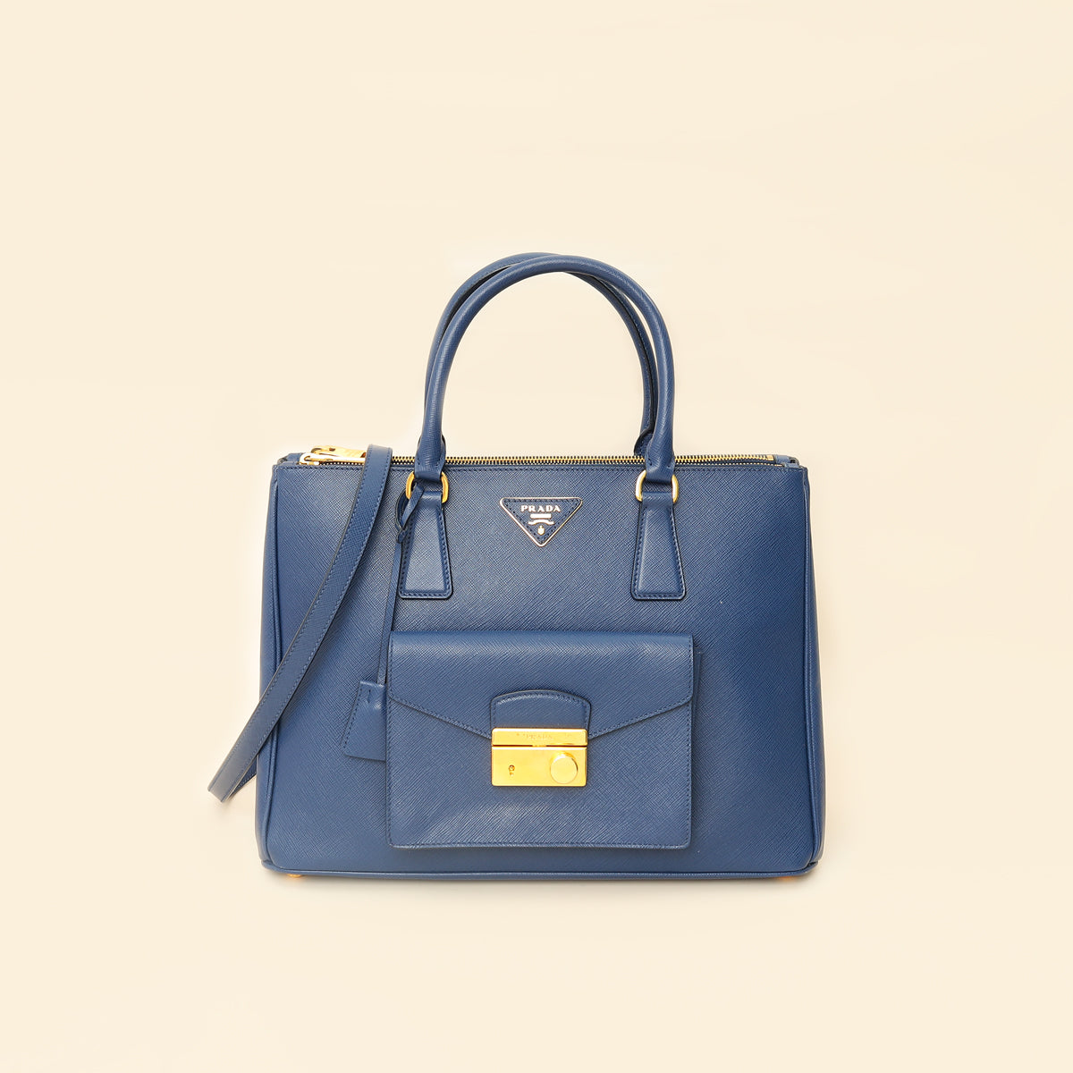 Prada Bluette Lux Galleria Front Pocket Bag-Prada-THE CLOSET