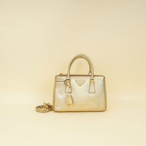 Prada Metallic Gold Lux Galleria Tote Small Bag
