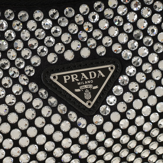 Prada Black Crystal-Embellished Satin Re-Edition 2000 Mini Bag-Prada-THE CLOSET
