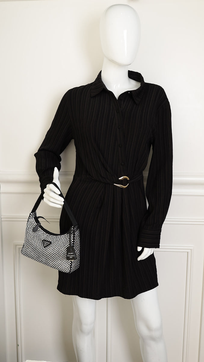 Prada Black Crystal-Embellished Satin Re-Edition 2000 Mini Bag-Prada-THE CLOSET