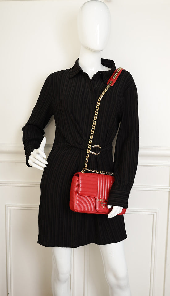 Prada Red Diagramme Flap Bag