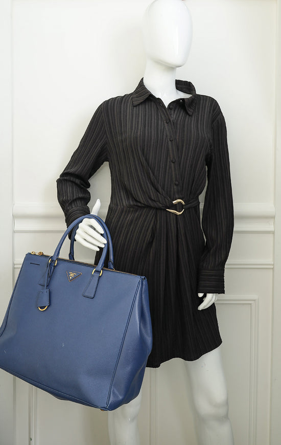Prada Navy Blue XXL Galleria Tote Bag