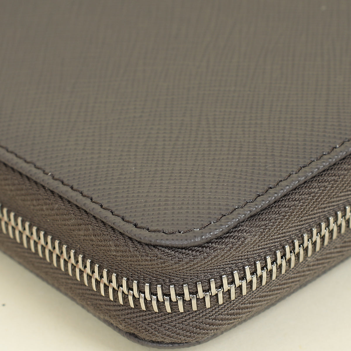 Prada Dark Gray Triangle Logo Large Zip Around Wallet (For Men)