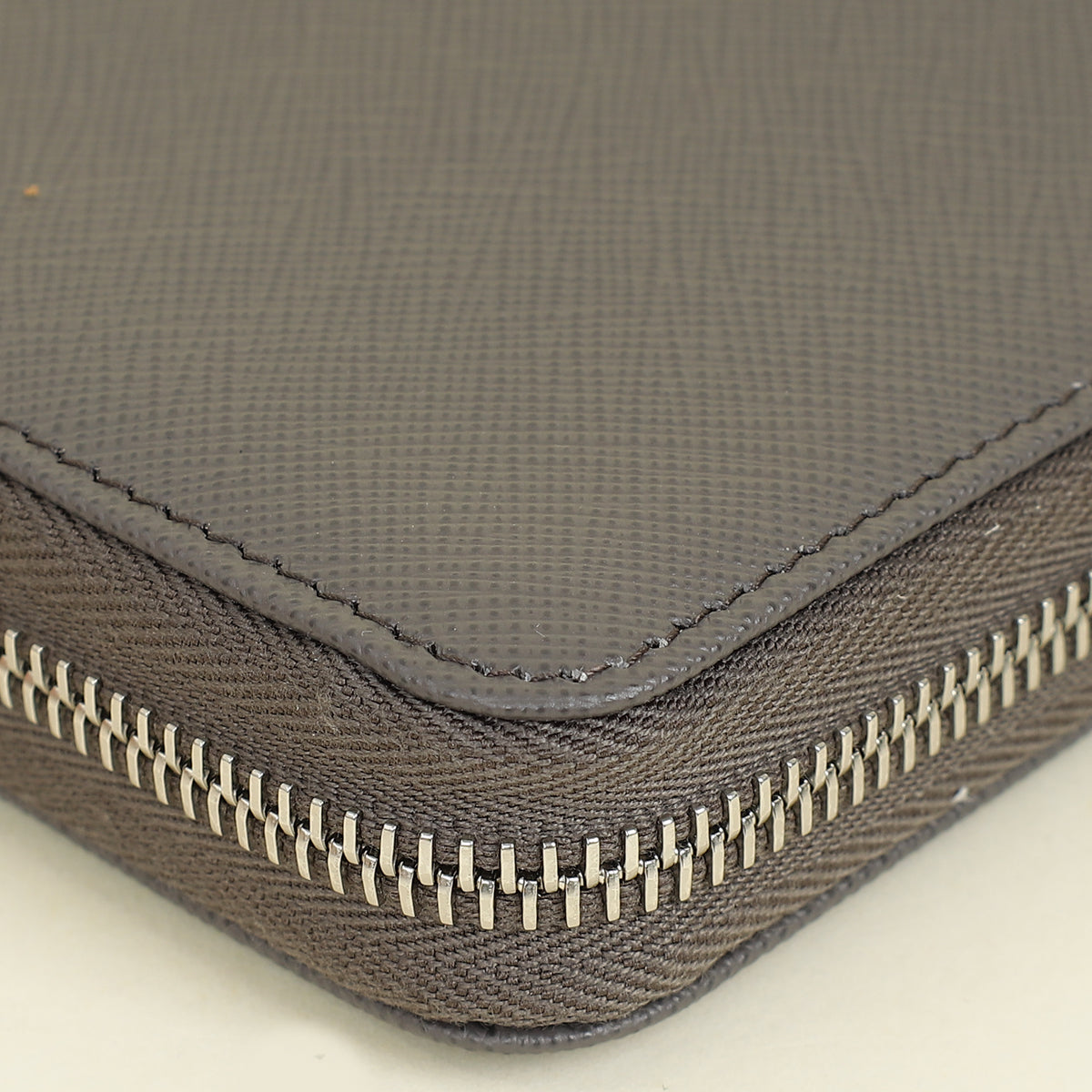 Prada Dark Gray Triangle Logo Large Zip Around Wallet (For Men)