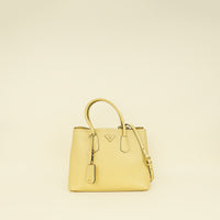 Prada Pale Yellow Cuir Double Handle Large Bag