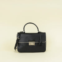 Prada Black Sound Lock Top Handle Flap Bag
