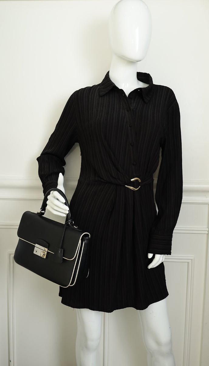 Prada Black Sound Lock Top Handle Flap Bag | Pre-Owned The Closet
