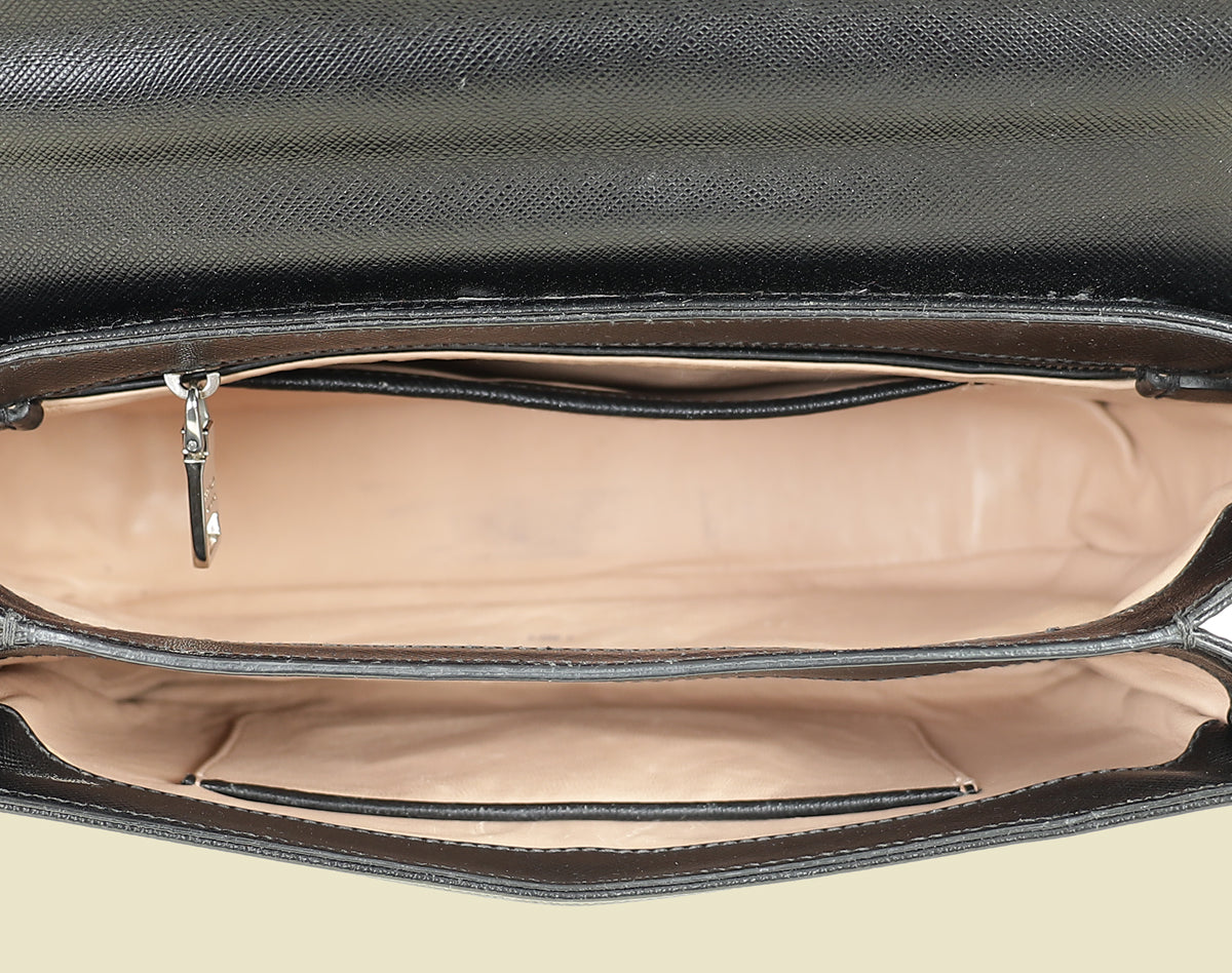 Prada Black Sound Lock Top Handle Flap Bag | Pre-Owned The Closet