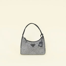 Prada Black Crystal-Embellished Satin Re-Edition 2000 Mini Bag