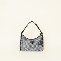 Prada Black Crystal-Embellished Satin Re-Edition 2000 Mini Bag