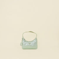 Prada Aqua Green Crystal-Embellished Satin Re-Edition 2000 Mini Bag
