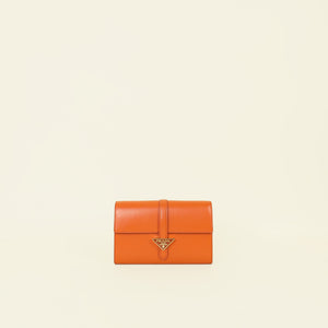 Prada Papaya Orange Logo Plaque Pouch Wallet