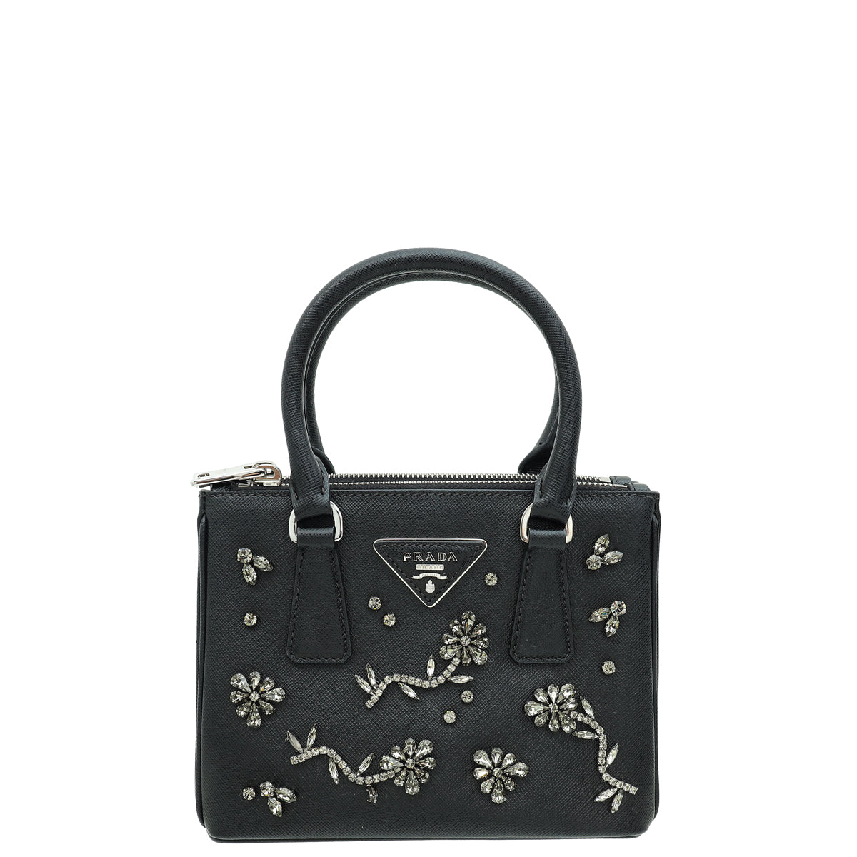 Prada Black Lux Crystal Galleria Mini Bag-Prada-THE CLOSET