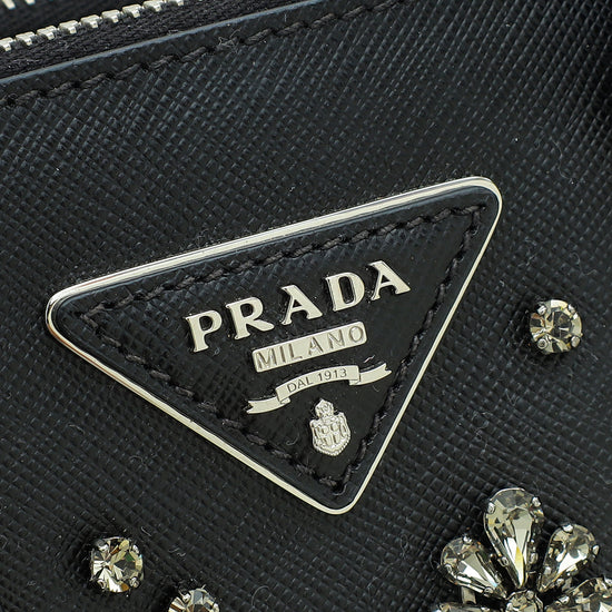 Prada Black Lux Crystal Galleria Mini Bag