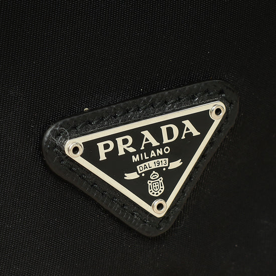 Prada Black Logo Nylon Drawstring Pouch-Prada-THE CLOSET