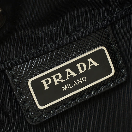 Prada Black Logo Nylon Drawstring Pouch-Prada-THE CLOSET