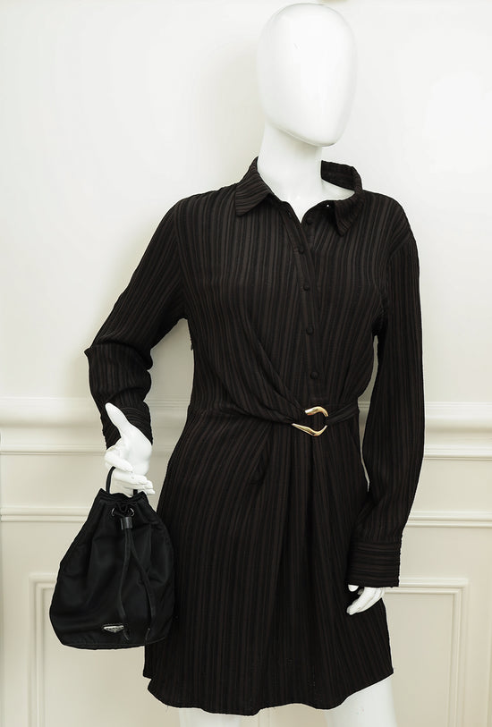 Prada Black Logo Nylon Drawstring Pouch-Prada-THE CLOSET