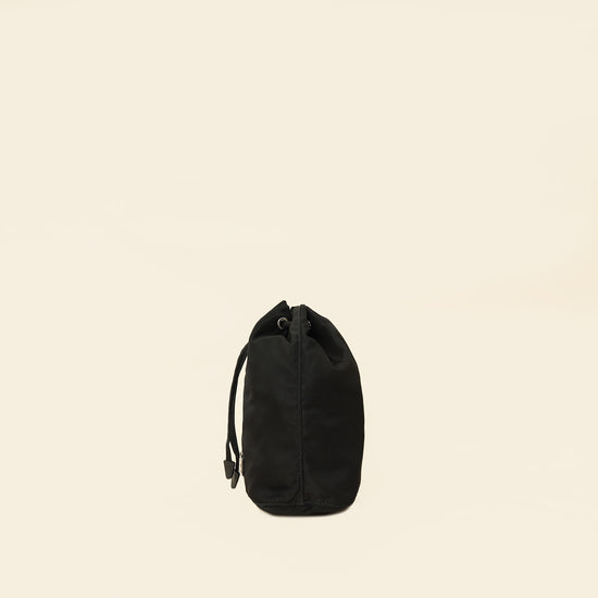 Prada Black Logo Nylon Drawstring Pouch-Prada-THE CLOSET