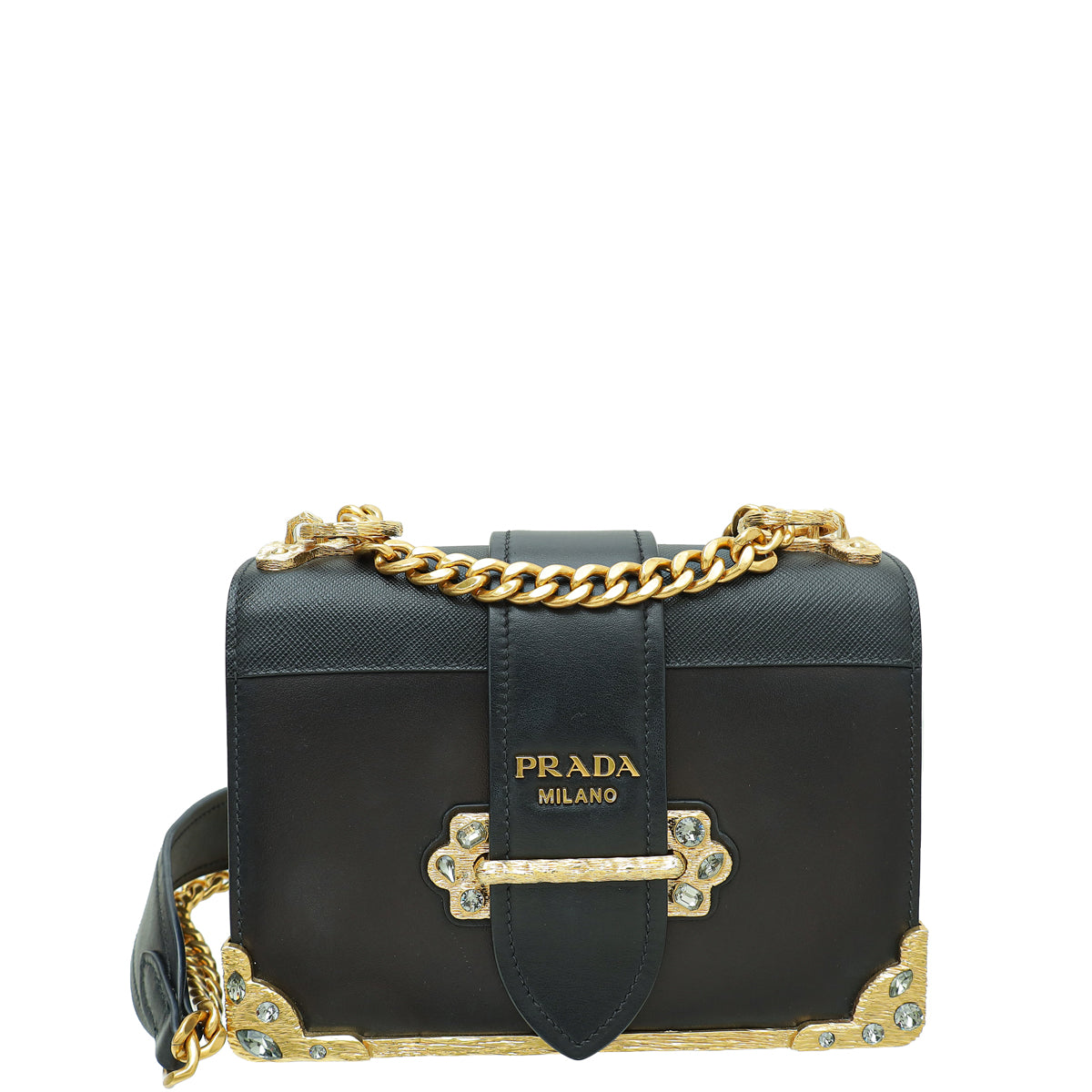 Prada Black Crystal City Cahier Shoulder Bag-Prada-THE CLOSET
