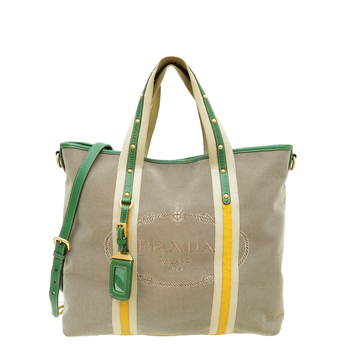 Prada Tricolor Logo Jacquard Convertible Tote Bag-Prada-THE CLOSET