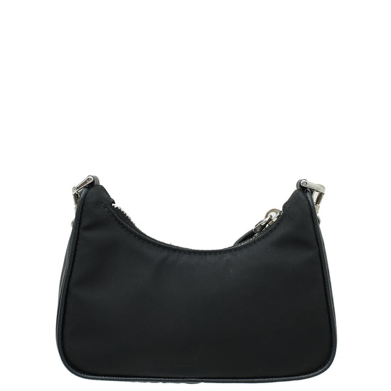 Prada Black Re-Edition Nylon Saffiano Mini Shoulder Bag