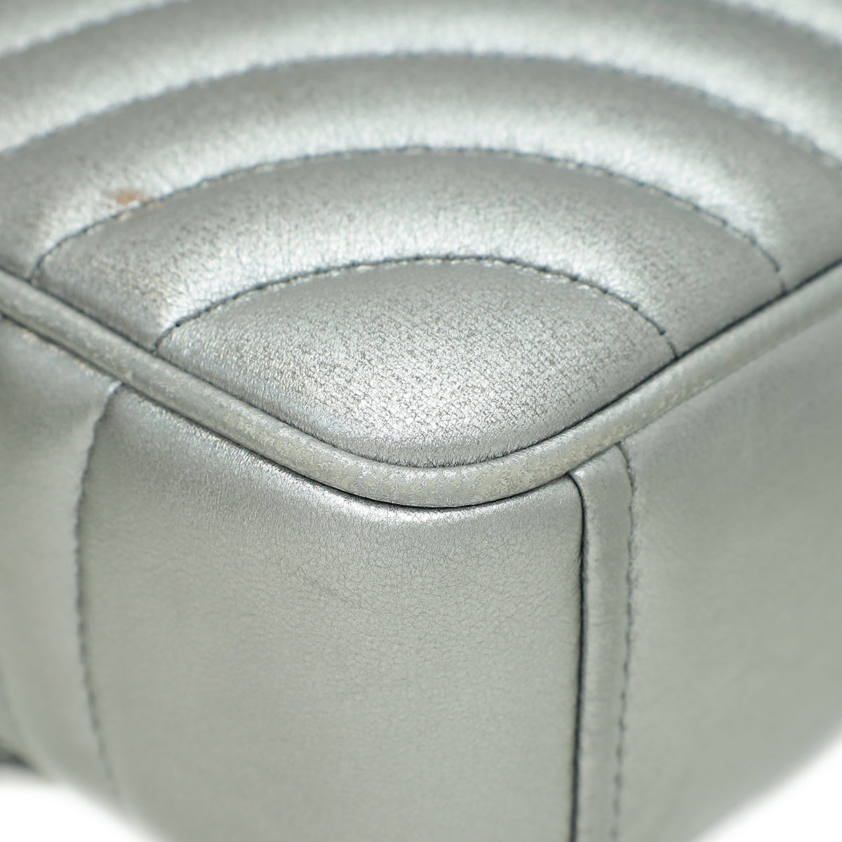 Prada Metallic Silver Cromo Nappa Impunture Diagramme Flap Medium Bag