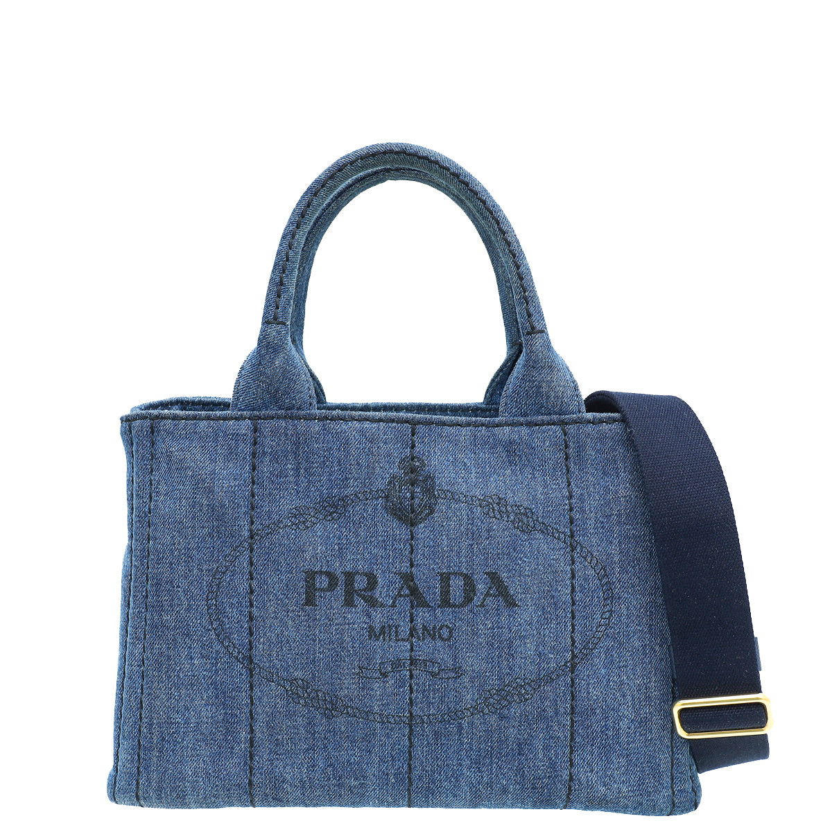 Prada Blue Canapa Logo Tote Bag-Prada-THE CLOSET