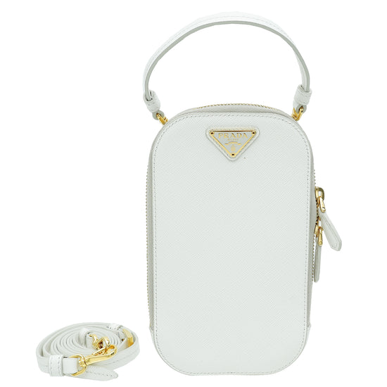 Prada White Lux Phone Mini Bag