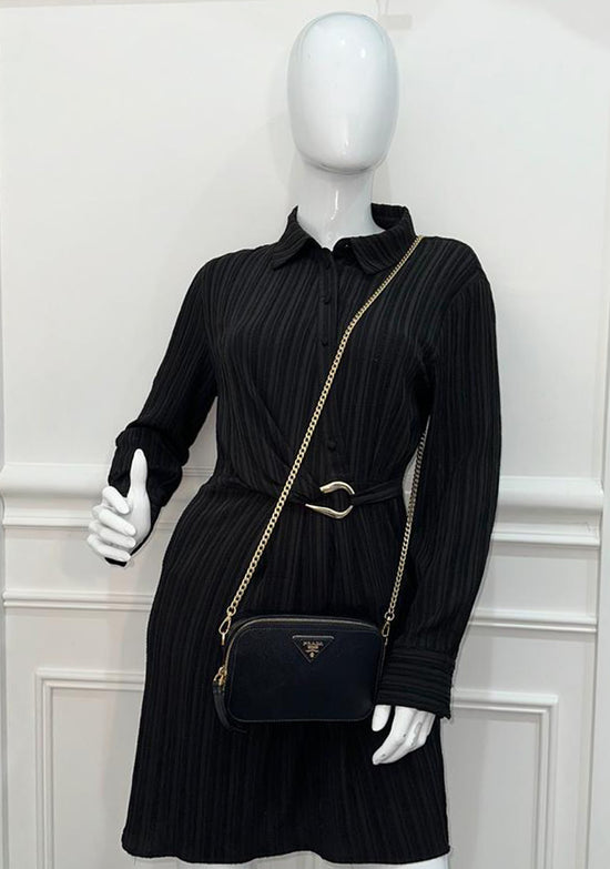 Prada Black Lux Convertible Chain Belt Bag