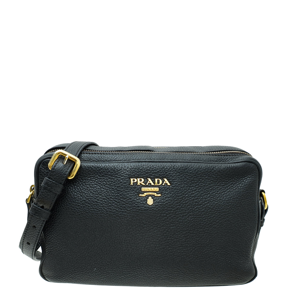 Prada Black Vitello Daino Double Zip Camera Bag-Prada-THE CLOSET