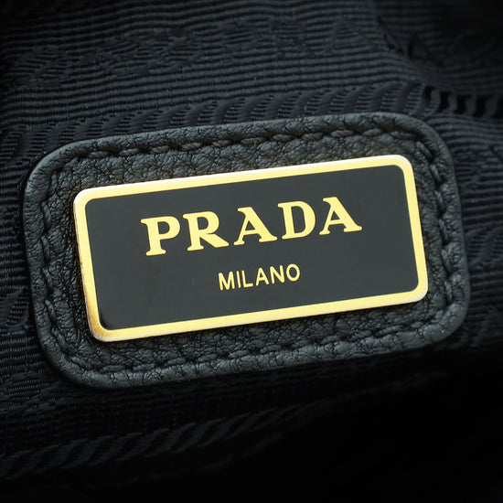 Prada Black Vitello Daino Double Zip Camera Bag