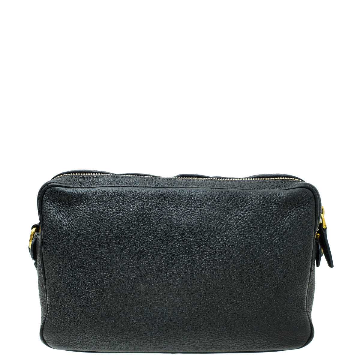 Prada Black Vitello Daino Double Zip Camera Bag