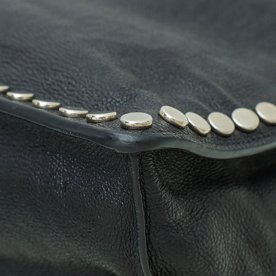 Prada Black Studded Etiquette Glace Small Tote Bag