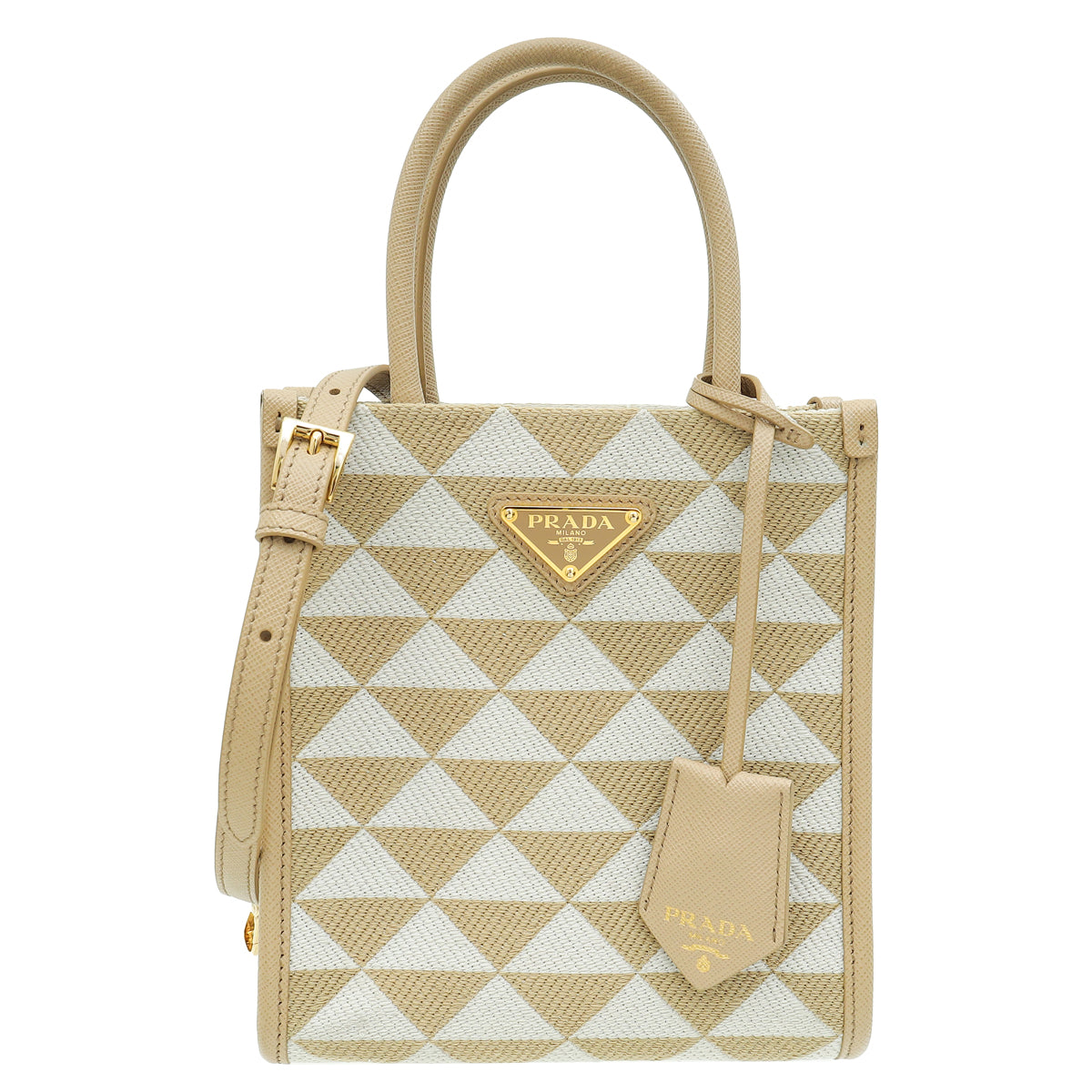 Prada Bicolor Symbole Embroidered Tote Bag-Prada-THE CLOSET