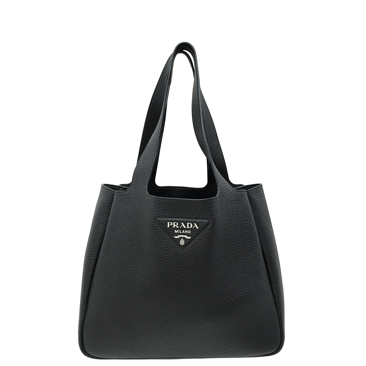 Prada Black Triangle Logo Tote Large Bag-Prada-THE CLOSET