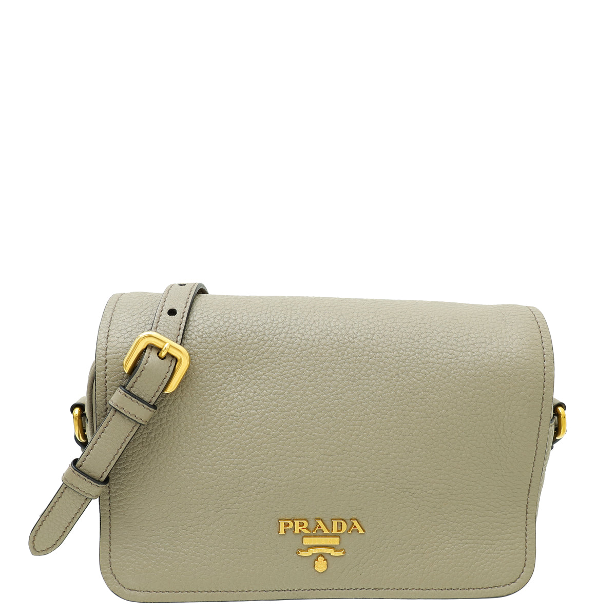 Prada Argilla Gray Vitello Phenix Flap Camera Bag-Prada-THE CLOSET