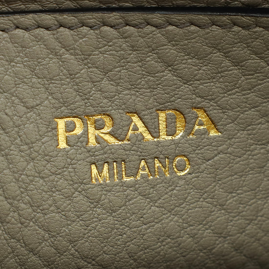 Prada Argilla Gray Vitello Phenix Flap Camera Bag