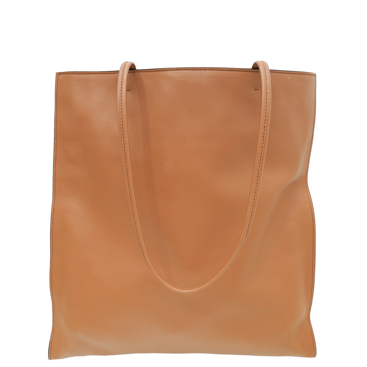 Prada Cognac Brown Triangle Logo Tote Bag-Prada-THE CLOSET