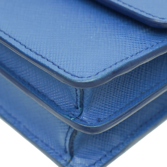 Prada Blue Lux Wallet on Strap