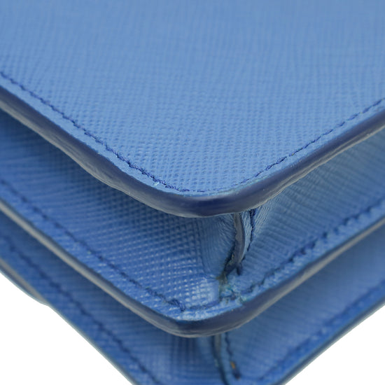 Prada Blue Lux Wallet on Strap