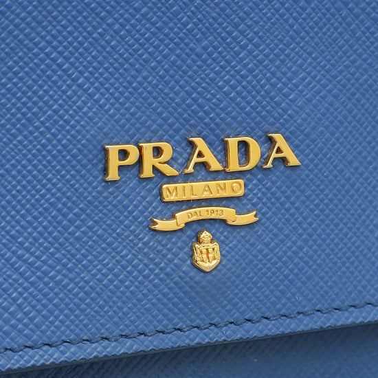 Prada Blue Lux Wallet on Strap