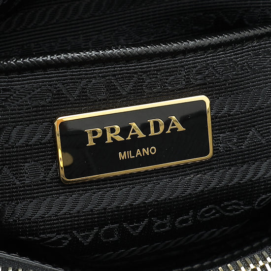 Prada Black Lux Open Promenade Tote Medium Bag