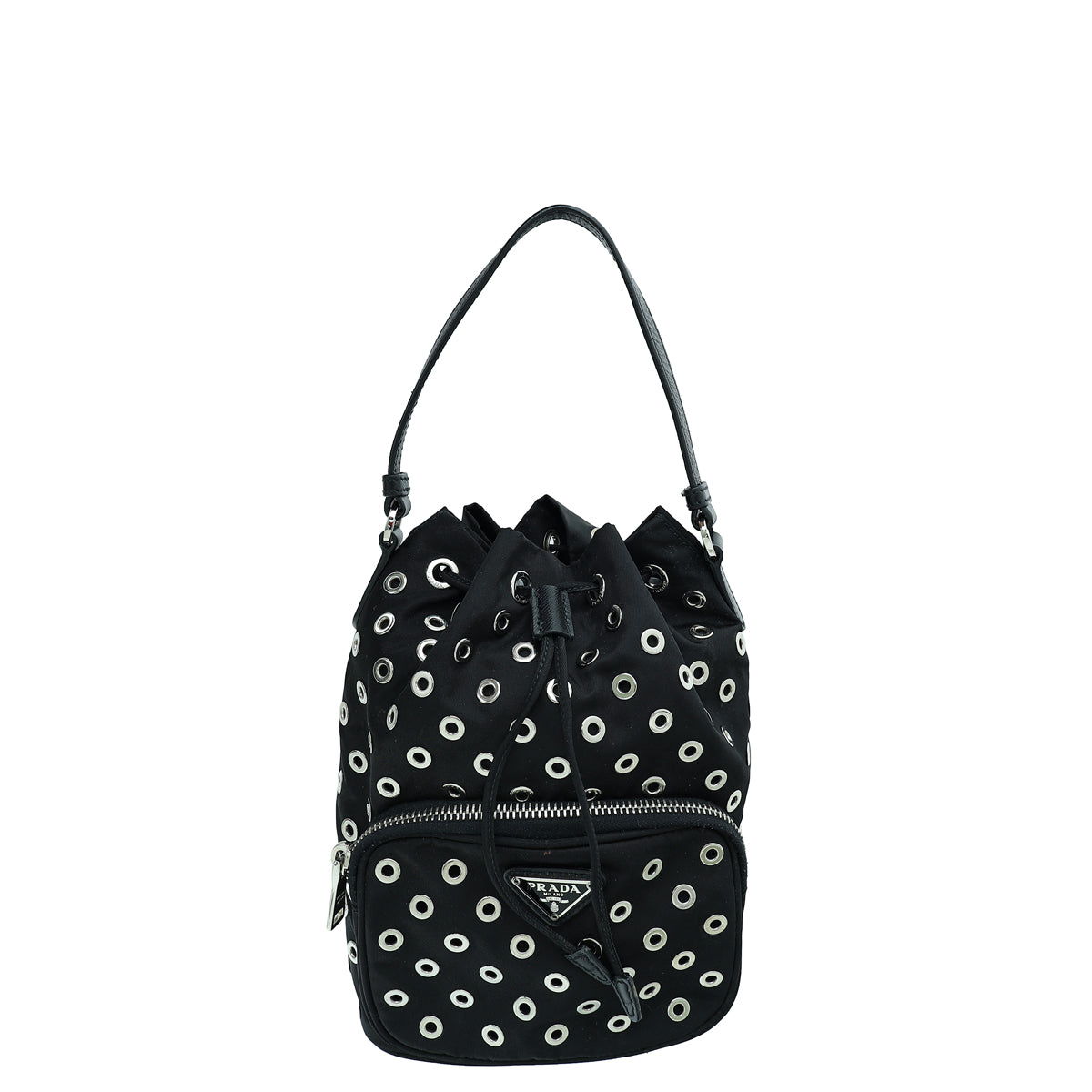 Prada Black Tessuto Grommets Mini Bucket Crossbody Bag-Prada-THE CLOSET