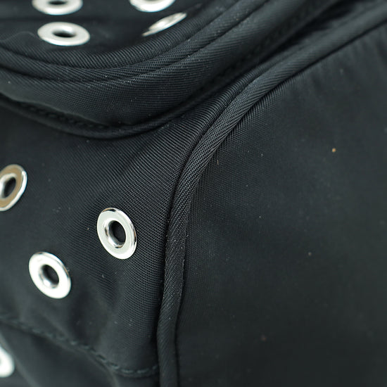 Prada Black Tessuto Grommets Mini Bucket Crossbody Bag