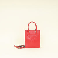 Prada Red Logo Drill Tote Bag