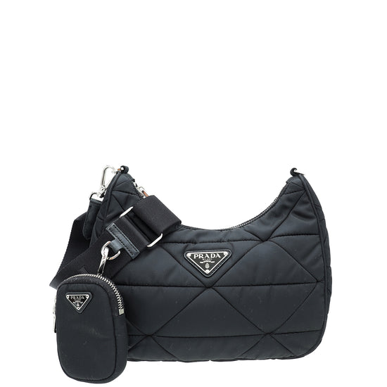 Prada Black Padded Re-Nylon Shoulder Bag
