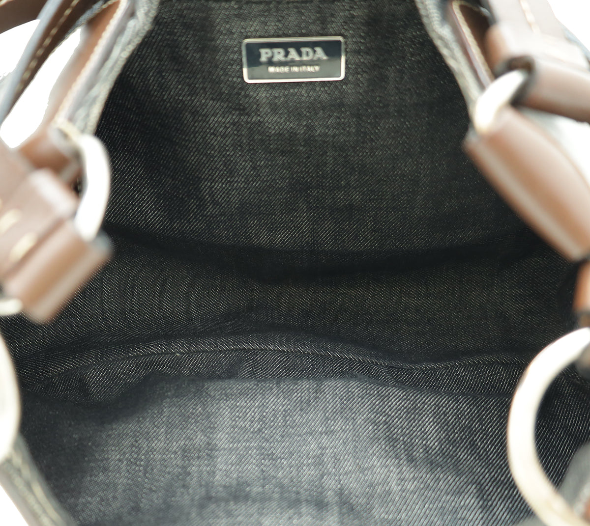 Prada Bicolor Denim Hobo Buckle Shoulder Bag